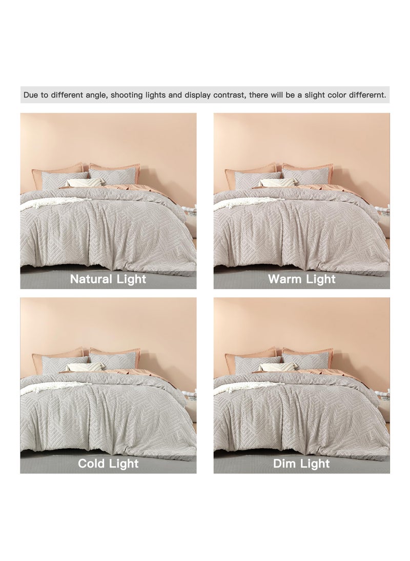 Litanika Litanika Linen Grey King Size Comforter Set  3 Pieces Tufted Boho Farmhouse Bedding Comforter Sets  Lightweight Fluffy Comforter Bed Set for All Season (104x90In Comforter and 2 Pillowcases)  - Image 5