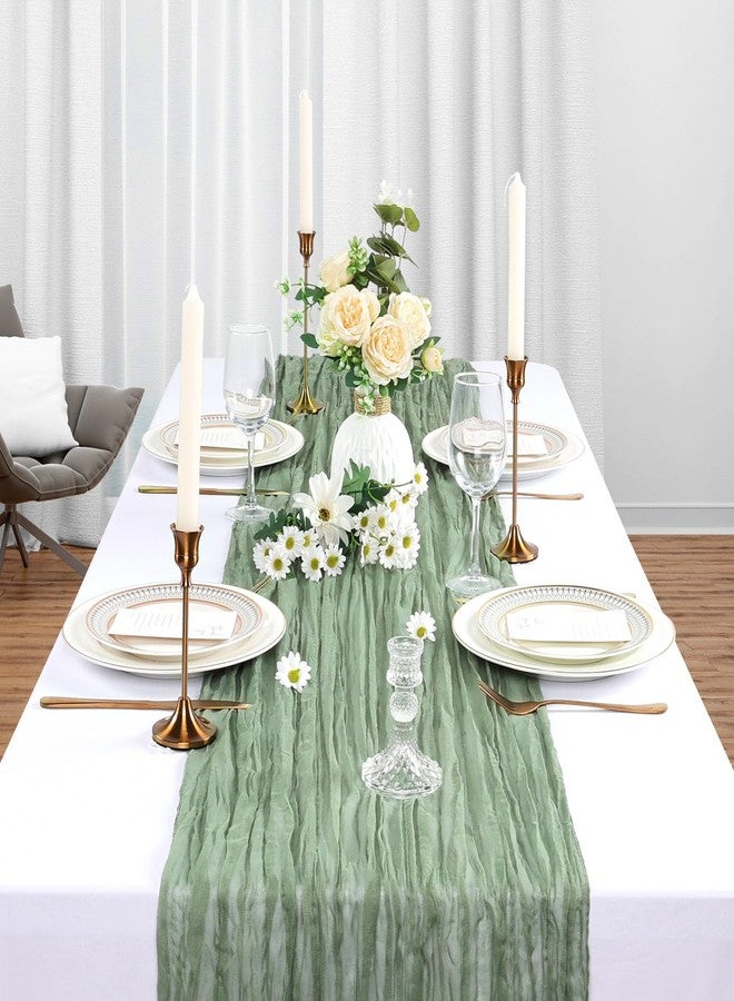 Heneger 12 Pack Sage Green Cheesecloth Table Runner 10Ft Spring Gauze Cheese Cloth Table Runner 35x120 Inch Boho Sheer Rustic Fabric for Party Decor Baby Shower Wedding Decorations - Image 4