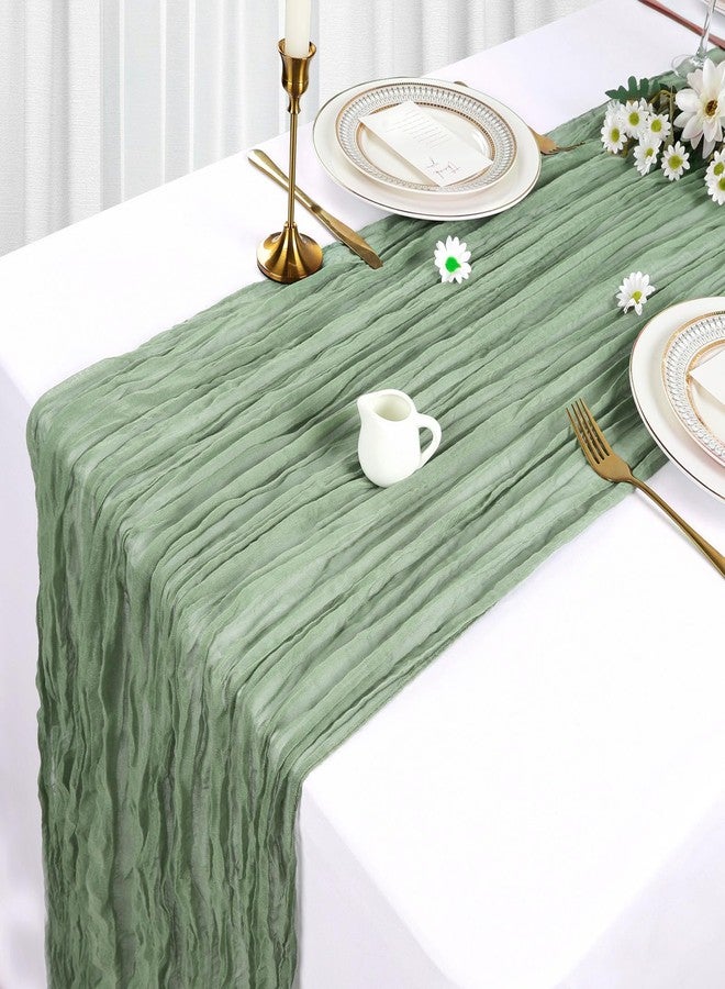 Heneger 12 Pack Sage Green Cheesecloth Table Runner 10Ft Spring Gauze Cheese Cloth Table Runner 35x120 Inch Boho Sheer Rustic Fabric for Party Decor Baby Shower Wedding Decorations - Image 3