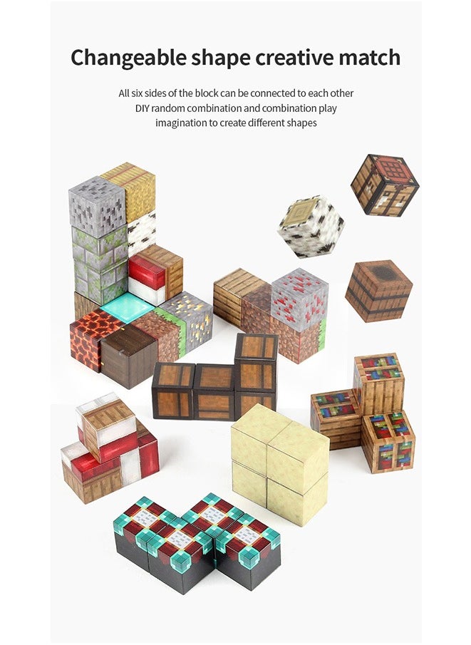Generic - Minecraft Magnetic Blocks Creative Kids Games Toys,9 Grass Block - 6-side magnetic splicing,Magnetic Toys for Boys & Girls, Construction Toys(Size: 2×2×2, Grass Block*9pcs) - Image 1