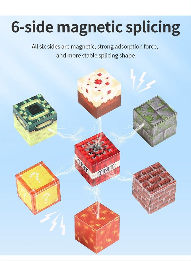 Generic - Minecraft Magnetic Blocks Creative Kids Games Toys,9 Grass Block - 6-side magnetic splicing,Magnetic Toys for Boys & Girls, Construction Toys(Size: 2×2×2, Grass Block*9pcs) - Image 1