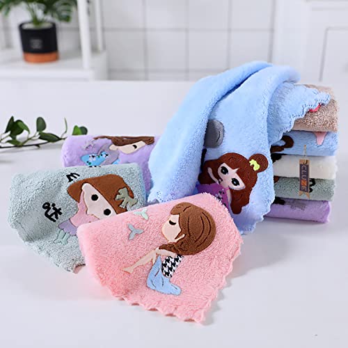 CLUZE Microfiber Wash Towels Quick Absorbent Soft Coral Fleece Kids Handkerchief- Face Towel for Girls Cute Doll Embroidered Hanky, Baby Shower Gift Set - Image 1