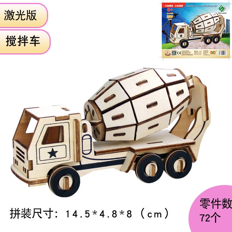 Quadruple Laser Version 3D Wooden Three-Dimensional Puzzle Children'S Creative Diy Simulation Model Night Market Stall Toys - Image 5