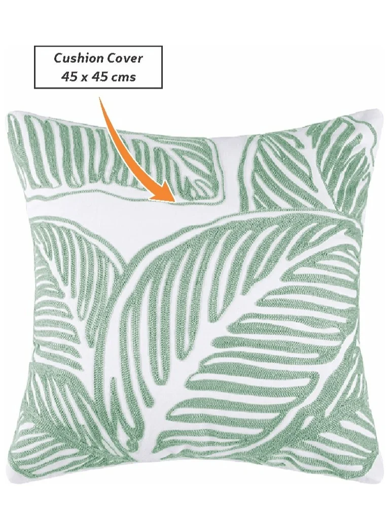 Donetella Decorative Embroidered Cushion Cover Green/White 45x45Cm (Without Filler)