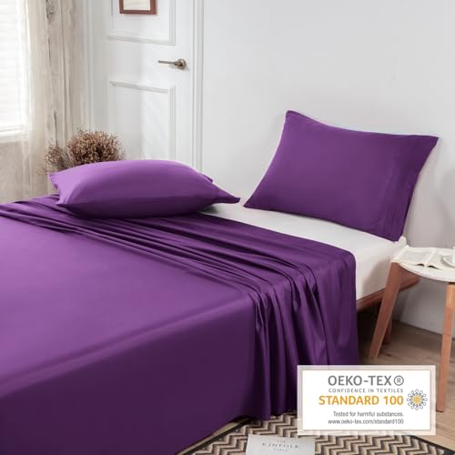 Lirex Flat Sheet, Queen Size Extra Soft Brushed Microfiber 1800 Microfiber Flat Sheet, Machine Washable Wrinkle Free Breathable (Purple, Queen) - Image 4