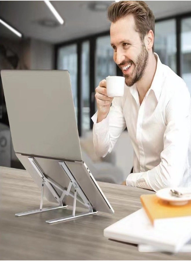 Generic - Portable Laptop Stand for Desk with Large Anti-Slip Pads - Adjustable 7 Angles Computer Riser - Foldable Laptop Holder Compatible 10-15.6” Laptops - Image 1