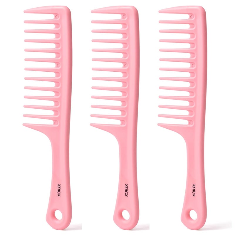3pcs Wide Tooth Comb SetDetangling Hair Comb for CurlyWetThick HairHair Brush Shower Comb Detangler Hair Wide Comb with Care Handgrip Comb Styling Comb for WomenMen Macaron Pink