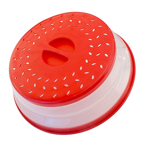 RUNZI Pack of 2 Collapsible Microwave Food Cover, Splatter Guard,Vented Microwave Lid for Food,10.5inch, BPA free TPR, Dishwasher safe - Image 2