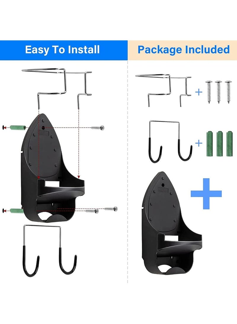 KASTWAVE Ironing Board Hanger Wall Mount, Ironing Board Holder Organizer Wall Rack, Ironing Board Organizer, Heat Resistant Iron Holder Removable Hooks for Laundry Rooms Storage Rack Hanging Shelf Hanger  - Image 3