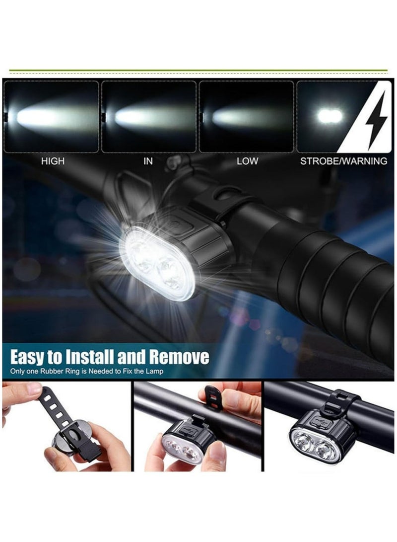 Bike Lights Set, USB Rechargeable, Ultra Bright LED Cycle Light Front and Back Rear Light, IPX5 Waterproof Bike Light Set for Night Riding/Camping, 10 Lighting Modes, Longer Battery Life - Image 5