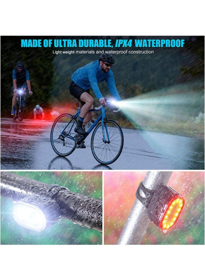 Bike Lights Set, USB Rechargeable, Ultra Bright LED Cycle Light Front and Back Rear Light, IPX5 Waterproof Bike Light Set for Night Riding/Camping, 10 Lighting Modes, Longer Battery Life - Image 4