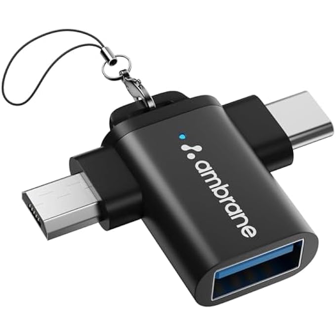 AMBRANE 2 IN 1 OTG ADAPTER MICRO USB+USB TYPE C TO USB FEMALE CONNECTOR, OTG PEN DRIVE ADAPTER TO MOBILE CONNECTOR TYPE C, COMPATIBLE WITH ALL DEVICES - Image 1