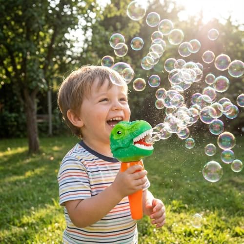 Shooting Star Bubble Blower with 1 Refill Bubble Solution | Bubble Play Toy for Fun Indoor/Outdoor Bubble Machine for Kids 3Y+ | Perfect for Birthday Parties & Summer Outdoor Fun or Party (Dino) - Image 4