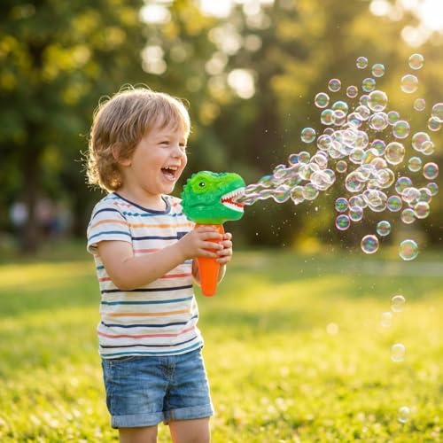 Shooting Star Bubble Blower with 1 Refill Bubble Solution | Bubble Play Toy for Fun Indoor/Outdoor Bubble Machine for Kids 3Y+ | Perfect for Birthday Parties & Summer Outdoor Fun or Party (Dino) - Image 2