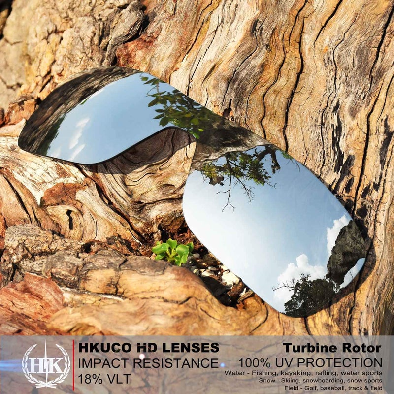 Generic Hkuco Mens Replacement Lenses For Oakley Turbine Rotor Sunglasses Silver/Transparent Polarized  - Image 2