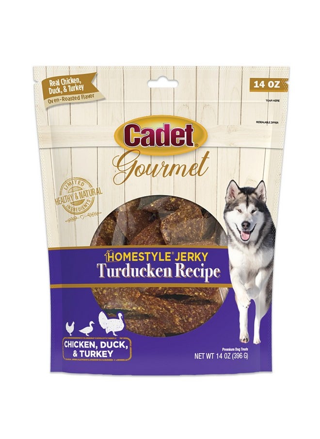 Cadet Cadet Gourmet Homestyle Turducken Recipe Jerky Chews for Dogs, Healthy Natural Dog Training Treats Made with Real Turkey, Duck & Chicken, 14 oz  - Image 1