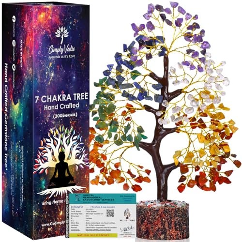 Simply Vedic 7 Chakra Healing Crystals Tree of Life, Natural Healing Gemstones Handmade Bonsai Tree for Positive Energy, Good Luck Money Wealth Vastu Reiki Feng Shui| Office Home Decor, Spiritual Gift - Image 1