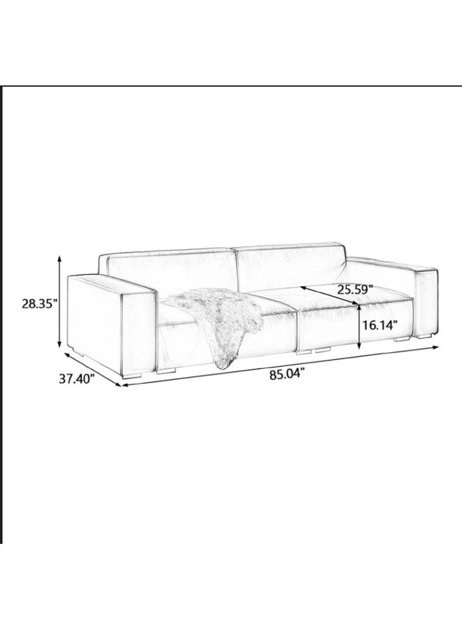 Poppins Home Sleek & Spacious Leather Couch With Pillows â€“ Ideal for Any Living Room (Green)  - Image 2