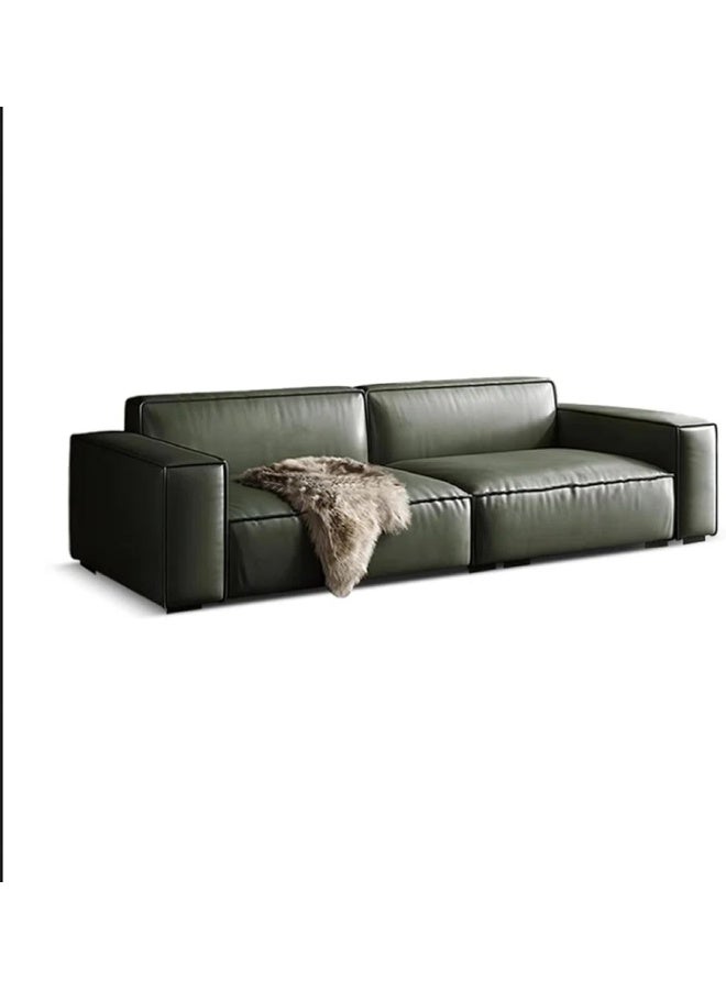 Poppins Home Sleek & Spacious Leather Couch With Pillows â€“ Ideal for Any Living Room (Green)  - Image 4
