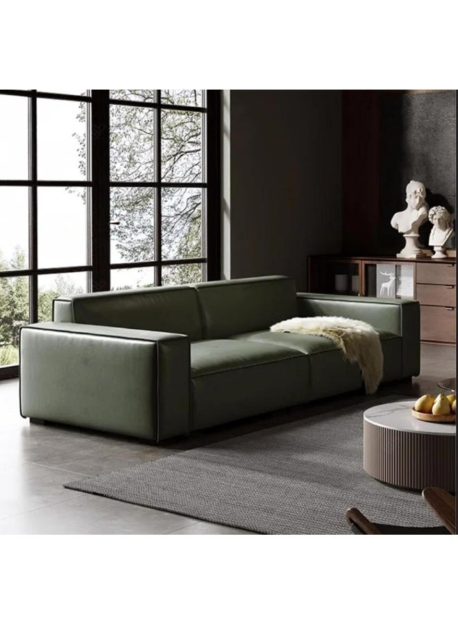 Poppins Home Sleek & Spacious Leather Couch With Pillows â€“ Ideal for Any Living Room (Green)  - Image 3