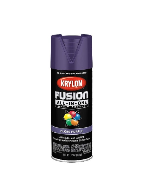 Rust Resistant Fusion All-In-One Spray Paint and Primer Gloss Purple 12oz K02719007