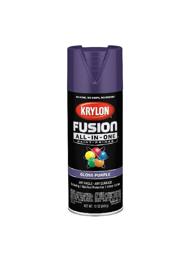 KRYLON - Rust Resistant Fusion All-In-One Spray Paint and Primer Gloss Purple 12oz K02719007 - Image 1
