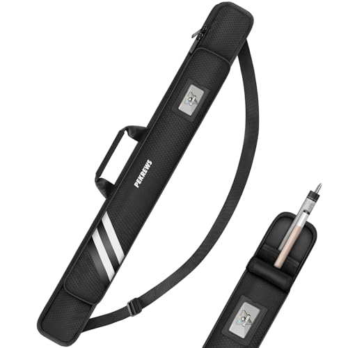 PEKREWS Pool Cue Case Soft Pool Stick Case 1x1 Holds 1 Butt and 1 Shaft with Queue Zipper Pocket Sturdy Polyester Billiard Cue Bag with Shoulder Strap Handle Billiard Stick Bag for Men and Women - Image 1