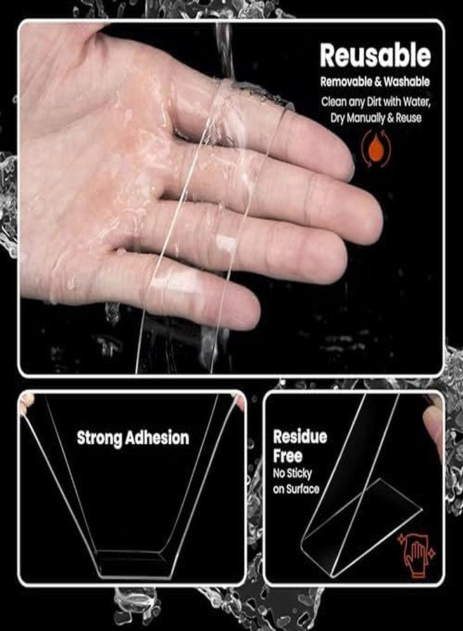 ماريو شريط لاصق مزدوج الجوانب من ماريو نانو | سمك 2 مم، عرض 1 بوصة، شفاف (3 أمتار)، شريط لاصق متعدد الأغراض فائق اللصق، قابل للغسل، قابل لإعادة الاستخدام، لا يترك أي بقايا، للمنزل والمكتب. - Image 5