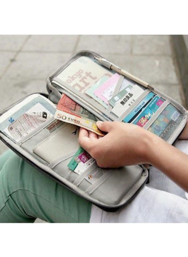 NIBEMINENT Navy Blue Multi Pocket Wallet Purse Holder Case Document Travel Bag For Passport Credit Id Card Cash - Image 2