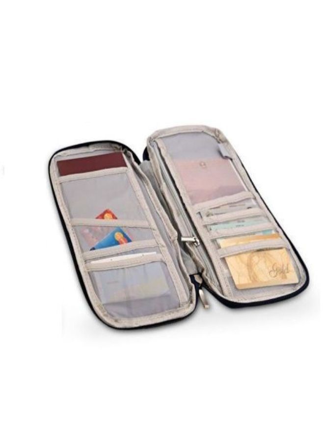 NIBEMINENT Navy Blue Multi Pocket Wallet Purse Holder Case Document Travel Bag For Passport Credit Id Card Cash - Image 4