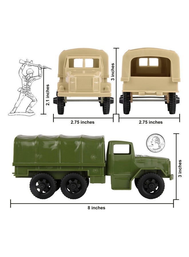 Tim Mee Toy TimMee Plastic Army Men Trucks - OD Green & Tan M34 Deuce and a Half Cargo Vehicles US Made - Image 2