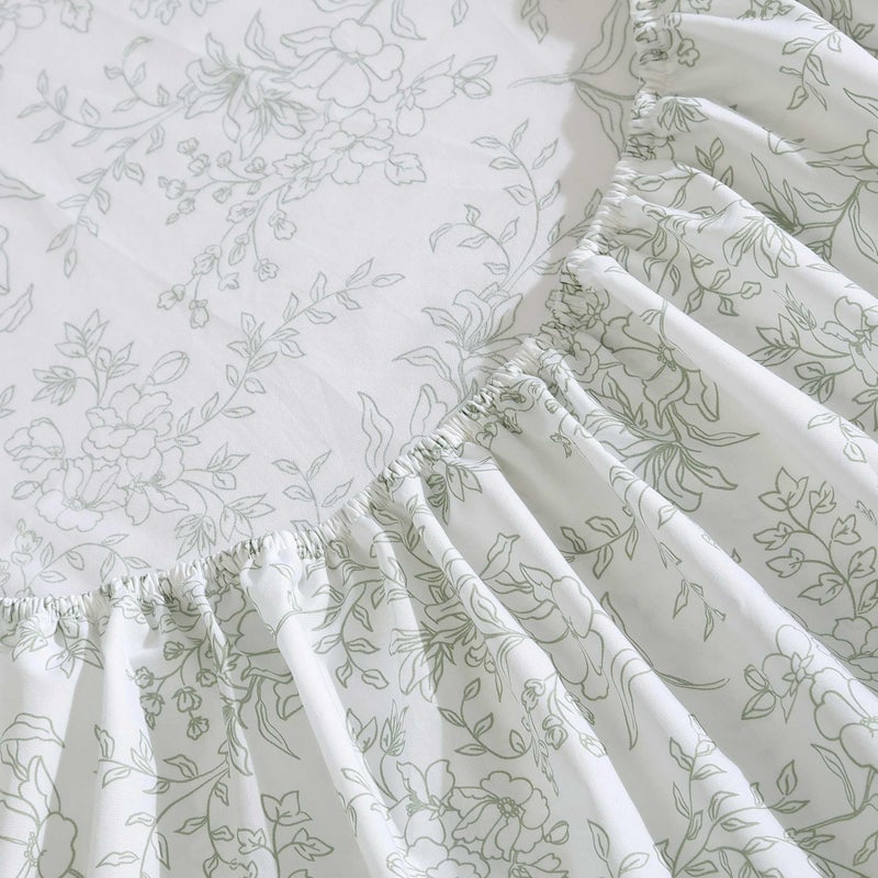 Stone Cottage - Queen Sheet Set  Premium Cotton Percale Bedding Set  Crisp & Cool Floral Home Decor (Hawley Floral Green  Queen) - Image 4