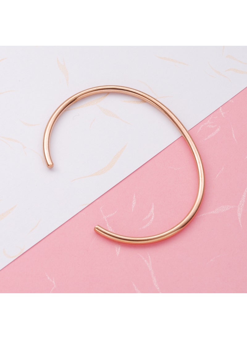 Generic - Stainless Steel C- shaped Open Ring Jewelry Accessories Non-discoloring Simple Hand Ring Personalized Style Rose Gold - Image 1