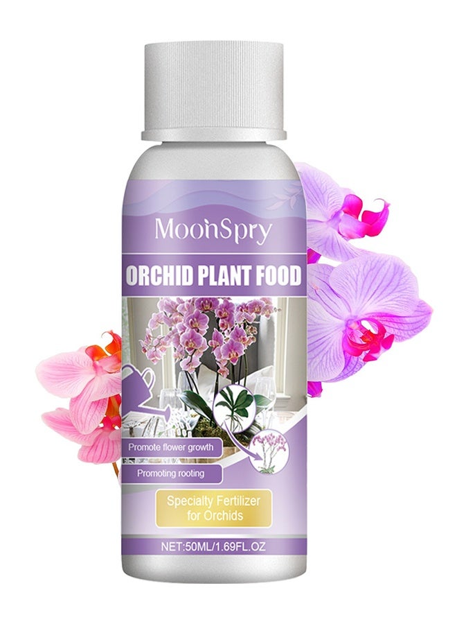MOONSPRY Orchid Plant Food, Orchid Growth Fertilizer Solution, Plant Flower Buds, Flowers, Organic Foliar Fertilizer, Root Growth Nutrient Solution, Orchid Plant Food for All Varieties, 50ml - Image 1