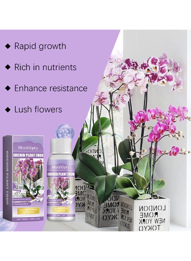 MOONSPRY Orchid Plant Food, Orchid Growth Fertilizer Solution, Plant Flower Buds, Flowers, Organic Foliar Fertilizer, Root Growth Nutrient Solution, Orchid Plant Food for All Varieties, 50ml - Image 2