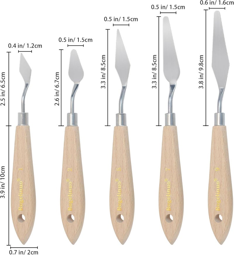 AebDerp 5 pcs Big Palette Knives for Oil, Canvas, Acrylic Painting Tool Set Oil Painting Spatula Shovel Paint Knife with Wooden Handle (P1) - Image 2