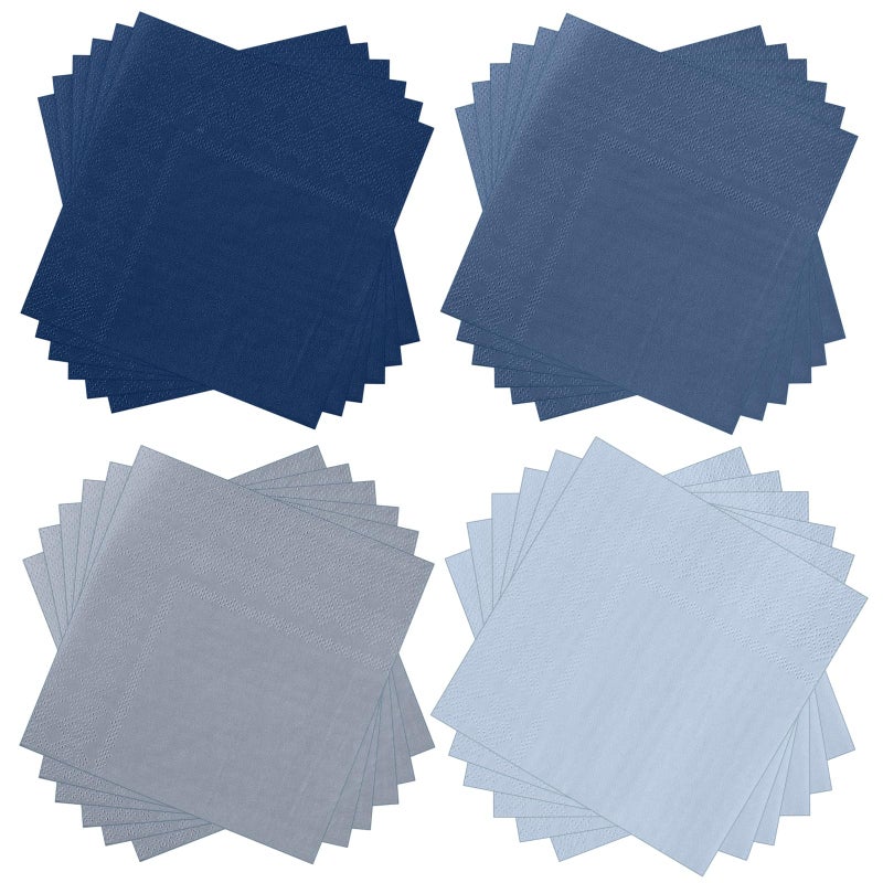 Layhit Layhit 100 Pcs Cocktail Napkins Disposable Beverage Napkins Square Paper Dessert Tissue for Valentine's Day Wedding Birthday Dinner Lunch Party Supplies(Dusty Blue 5 x 5 Inch)  - Image 1