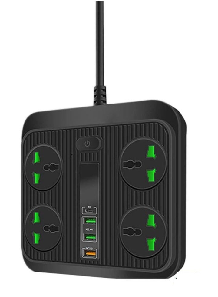 TIGER 2025 Power Strip Surge Protector with 4 Outlets, 3 USB Ports, 1 USB-C PD 40W QC3.0, 3000W, 6 Ft Extension Cord – Perfect for Home, Office, Hotel, and Device Charging (Black) – Overload Protection, Fast Charging & Safe Use  - Image 1