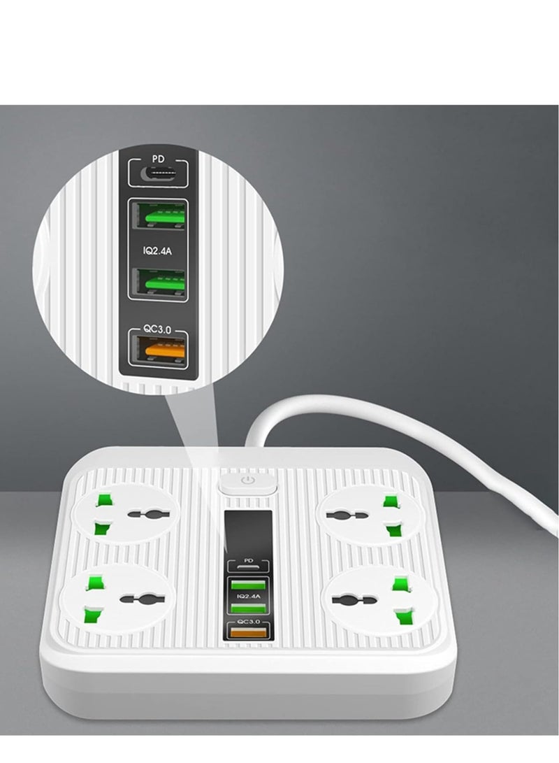 TIGER 2025 Power Strip Surge Protector with 4 Outlets, 3 USB Ports, 1 USB-C PD 40W QC3.0, 3000W, 6 Ft Extension Cord – Perfect for Home, Office, Hotel, and Device Charging (Black) – Overload Protection, Fast Charging & Safe Use  - Image 2