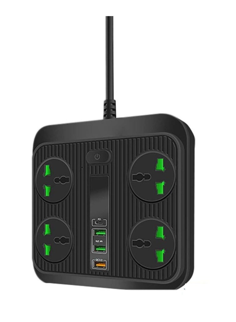 TIGER 2025 Power Strip Surge Protector with 4 Outlets, 3 USB Ports, 1 USB-C PD 40W QC3.0, 3000W, 6 Ft Extension Cord – Perfect for Home, Office, Hotel, and Device Charging (Black) – Overload Protection, Fast Charging & Safe Use  - Image 4