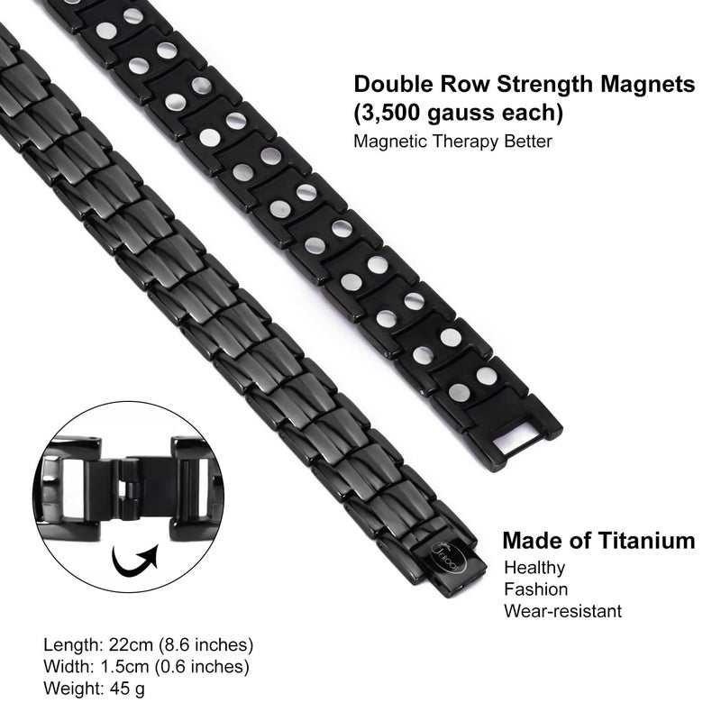 JEROOT Magnetic Bracelets for Men, Pure Titanium Bracelet (3500Gauss Per Magnet), Men's Bracelet Lymphatic Jewelry Gifts ï¼ˆBlackï¼‰ - Image 4