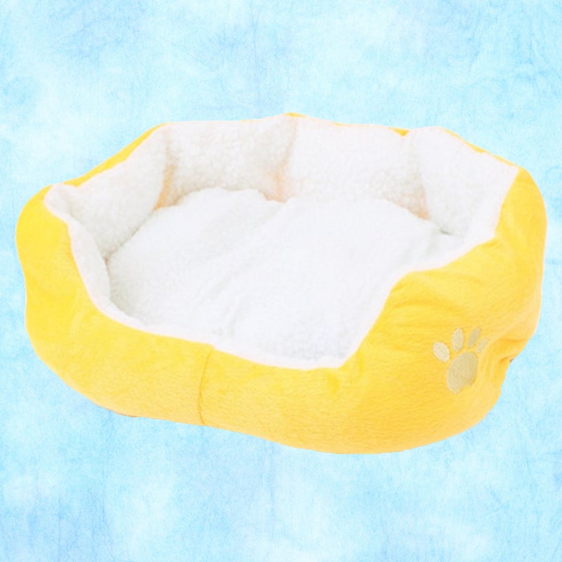 50*40CM Candy-colored Lamb Cashmere Pet Dog Puppy Cat Bed House Nest (Yellow) - Image 1