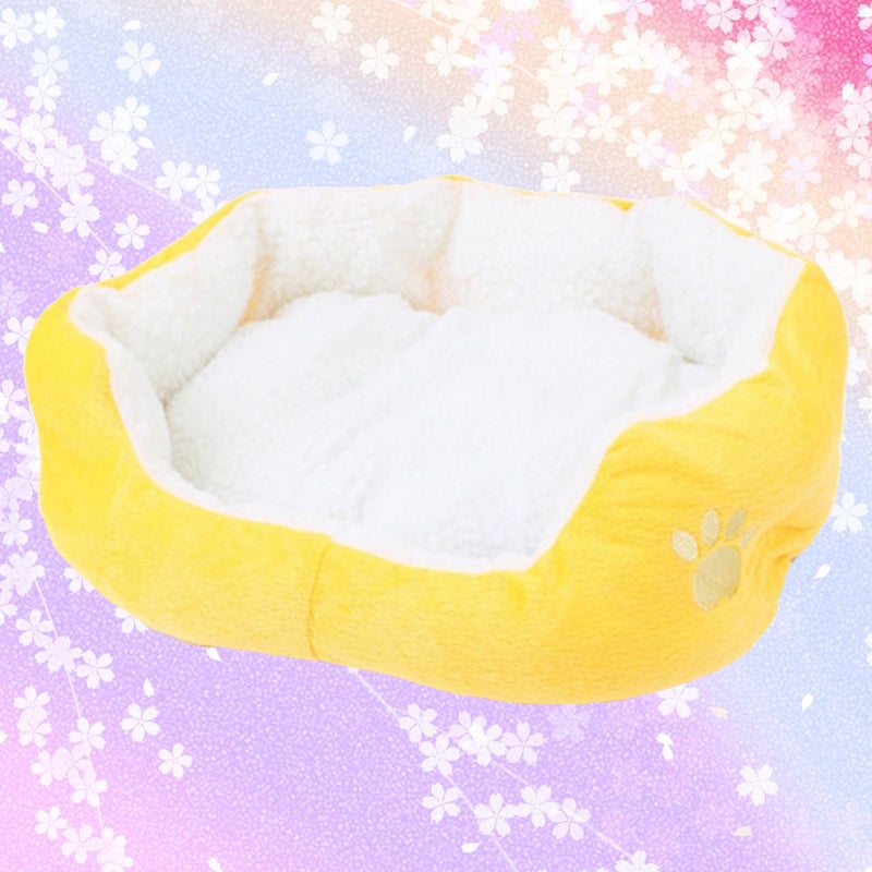50*40CM Candy-colored Lamb Cashmere Pet Dog Puppy Cat Bed House Nest (Yellow) - Image 3