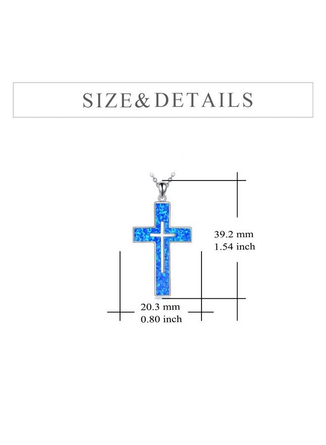 YFN Opal Cross Necklace Sterling Silver Cross Pendant Jewelry Gifts For Women Men - Image 4