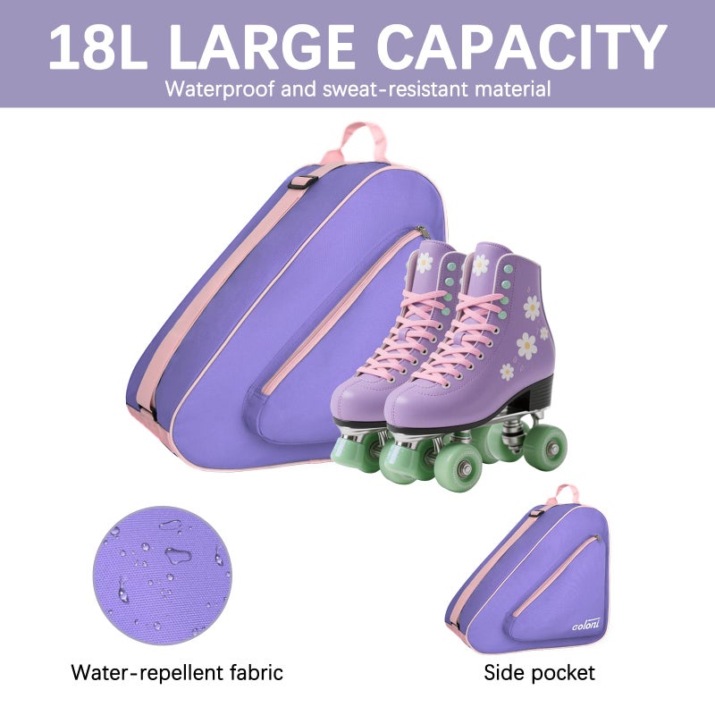 Goloni Skate Bag for Ice & Roller Skates with Side Pockets & Adjustable Strap Unisex,Purple - Image 4