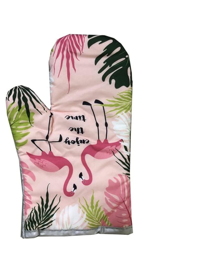 بلومنغ تايم 1 قطعة قفاز فرن فلامنغو قطني ومجموعة حامل وعاء - Image 2