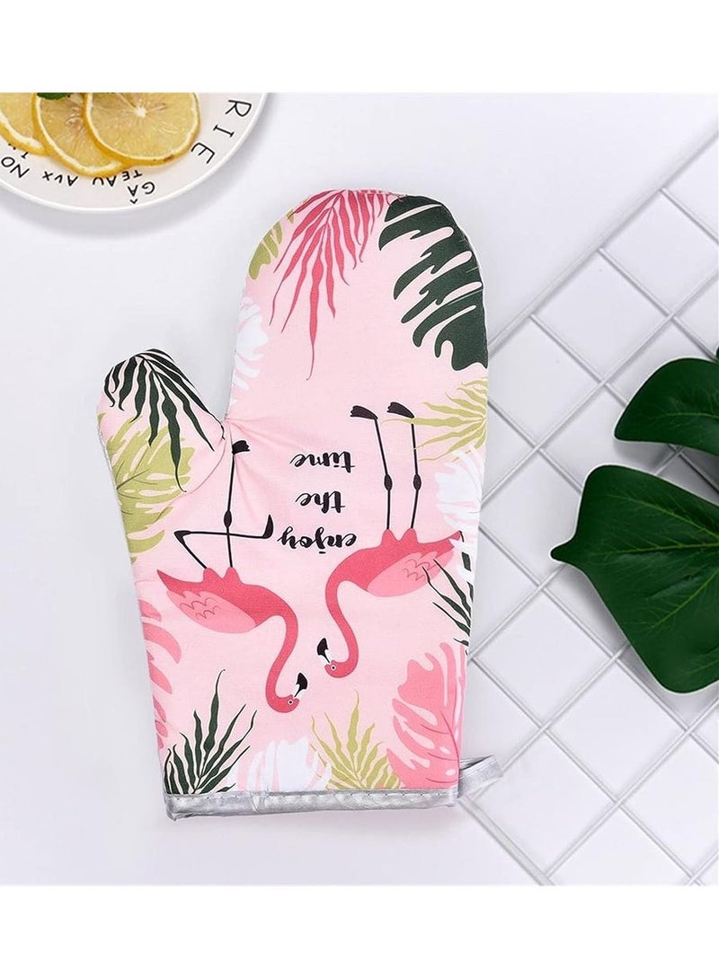بلومنغ تايم 1 قطعة قفاز فرن فلامنغو قطني ومجموعة حامل وعاء - Image 1