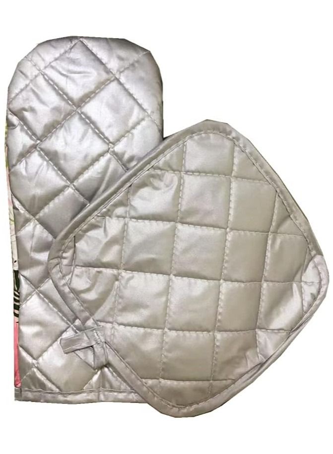 بلومنغ تايم 1 قطعة قفاز فرن فلامنغو قطني ومجموعة حامل وعاء - Image 4