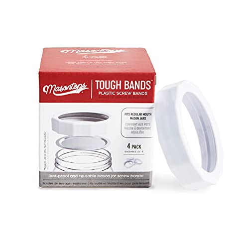Masontops Tough Band - Regular Mouth Mason Jar Screw Bands - Quality Plastic Replacement Ring Seals & Jar Covers - Image 1