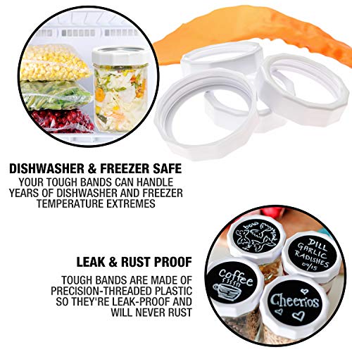 Masontops Tough Band - Regular Mouth Mason Jar Screw Bands - Quality Plastic Replacement Ring Seals & Jar Covers - Image 4